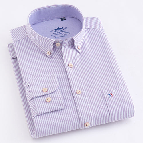 Men Casual 100% Cotton Oxford Striped Shirt