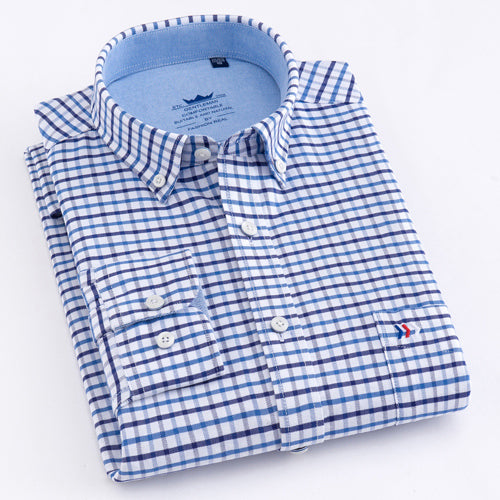 Men Casual 100% Cotton Oxford Striped Shirt