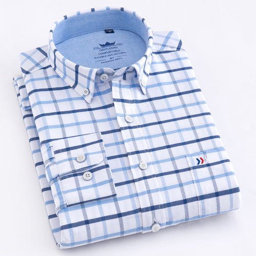 Men Casual 100% Cotton Oxford Striped Shirt