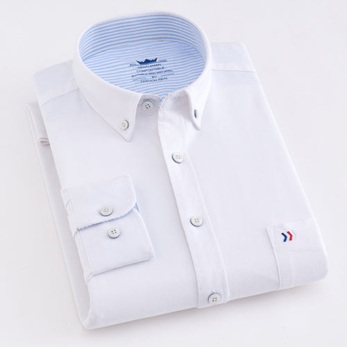 Men Casual 100% Cotton Oxford Striped Shirt