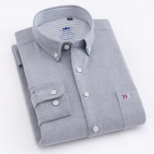 Men Casual 100% Cotton Oxford Striped Shirt