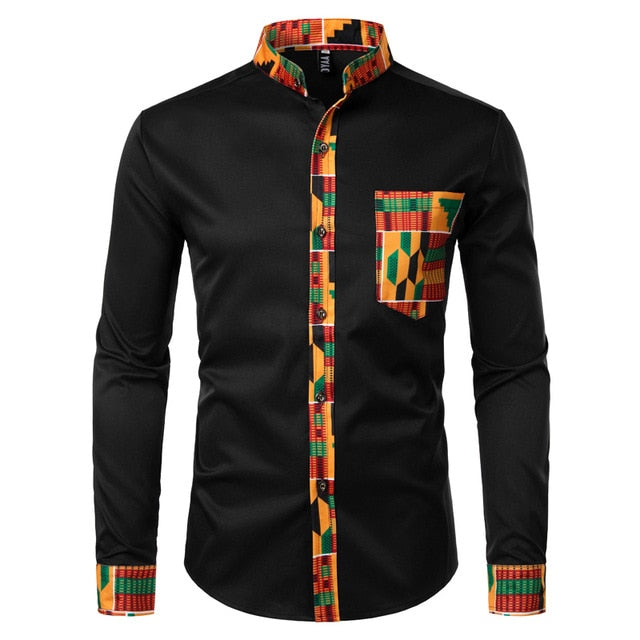 Paul Casual Ankara Style Long Sleeve Shirt