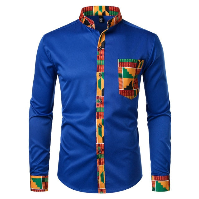 Paul Casual Ankara Style Long Sleeve Shirt