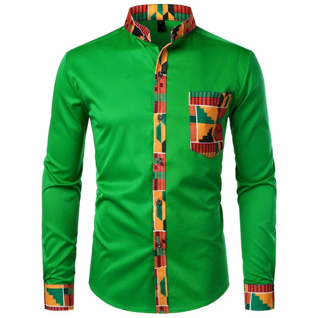 Paul Casual Ankara Style Long Sleeve Shirt