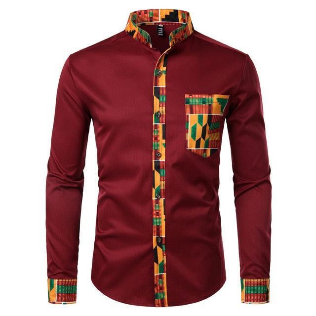 Paul Casual Ankara Style Long Sleeve Shirt