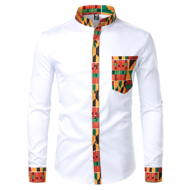 Paul Casual Ankara Style Long Sleeve Shirt