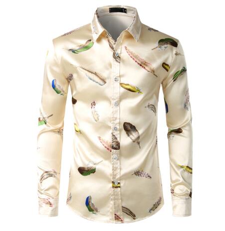 Men's Silk Splashing Ink Print Shirt