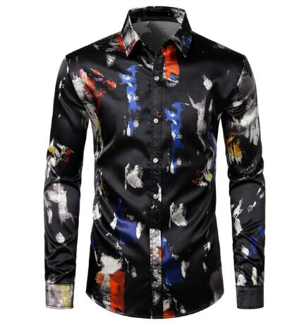 Men's Silk Splashing Ink Print Shirt