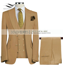 Load image into Gallery viewer, Uchehi  Suit 3 Pieces Slim Fit Business Suit Set Wedding Suit Blazer+Pants+Vest

