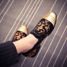 Load image into Gallery viewer, Gold Top Italian Handmade Velvet Loafers
