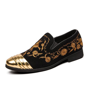 Gold Top Italian Handmade Velvet Loafers