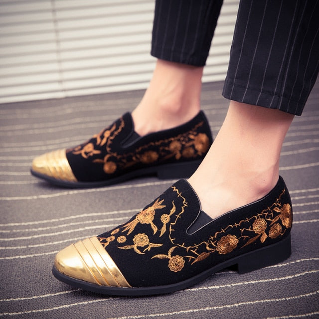 Gold Top Italian Handmade Velvet Loafers