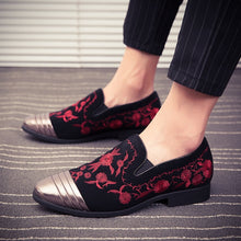Load image into Gallery viewer, Gold Top Italian Handmade Velvet Loafers
