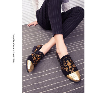 Gold Top Italian Handmade Velvet Loafers