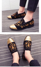 Load image into Gallery viewer, Gold Top Italian Handmade Velvet Loafers
