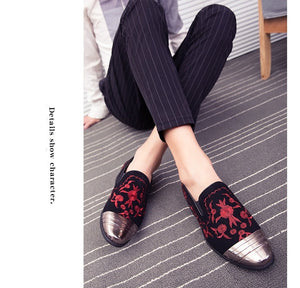 Gold Top Italian Handmade Velvet Loafers