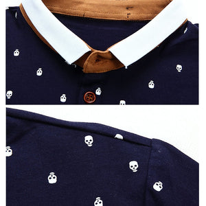 Men's Skull Dots Print Polo Shirt