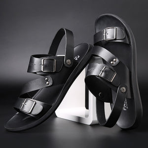 TitanTread™ - Men's Casual Slip-On Leather Sandals