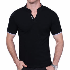 Men Cotton Casual Patchwork Short Sleeve Shirt