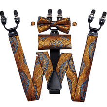 Load image into Gallery viewer, Paul Luxury Silk Men&#39;s Vintage Elastic Suspenders,Bow Tie Set
