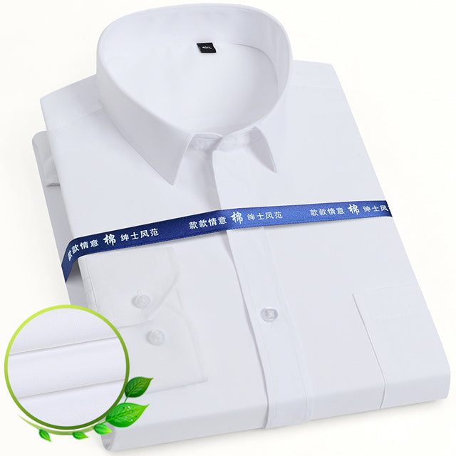 Basic Dress Shirt Single Patch Pocket Formal Business Shirt