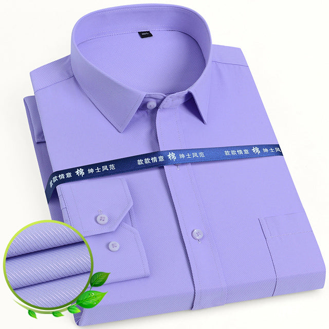 Basic Dress Shirt Single Patch Pocket Formal Business Shirt