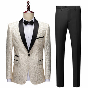 Floral Jacquard Suit Tuxedos Man Set