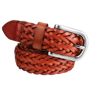 Men's Genuine Braided Leather Fashion Belt