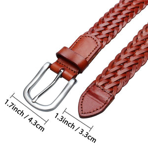 Men's Genuine Braided Leather Fashion Belt