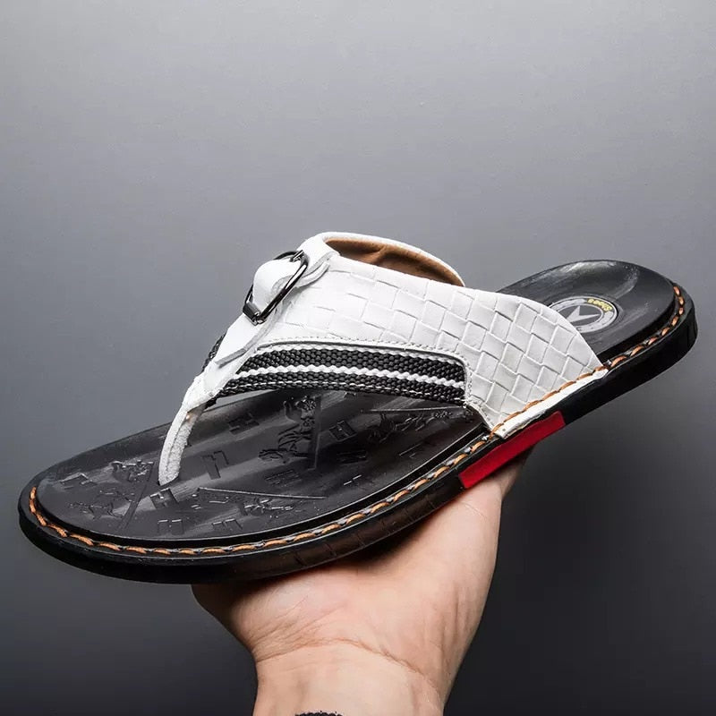 SunbeamSliders™ - Men's Genuine Leather Slippers