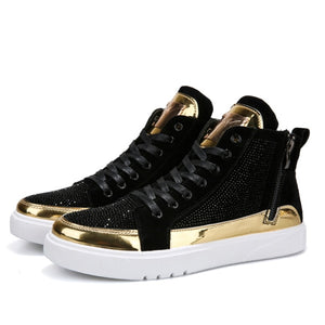 Men Stylish Glitter Lace Up Crystal Sneakers