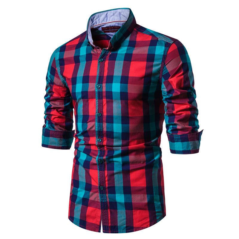 Men's 100% Cotton Plaid Checked Shirt