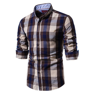 Men's 100% Cotton Plaid Checked Shirt