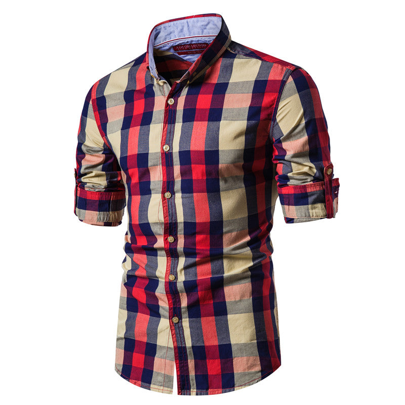 Men's 100% Cotton Plaid Checked Shirt