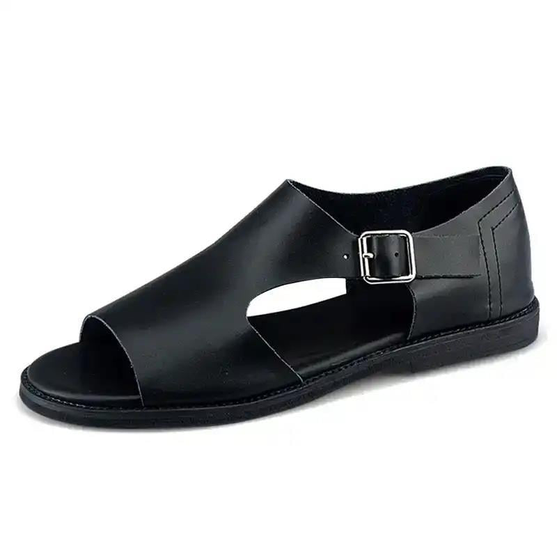 TriumphTrek™ -   Men's Genuine Leather Slip-On Sandals