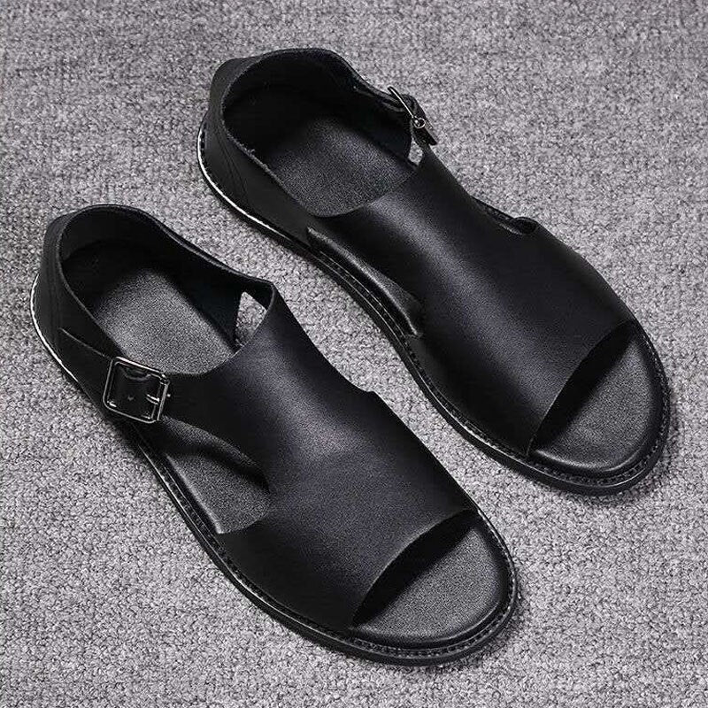 TriumphTrek™ -   Men's Genuine Leather Slip-On Sandals