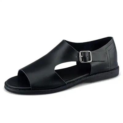 TriumphTrek™ -   Men's Genuine Leather Slip-On Sandals