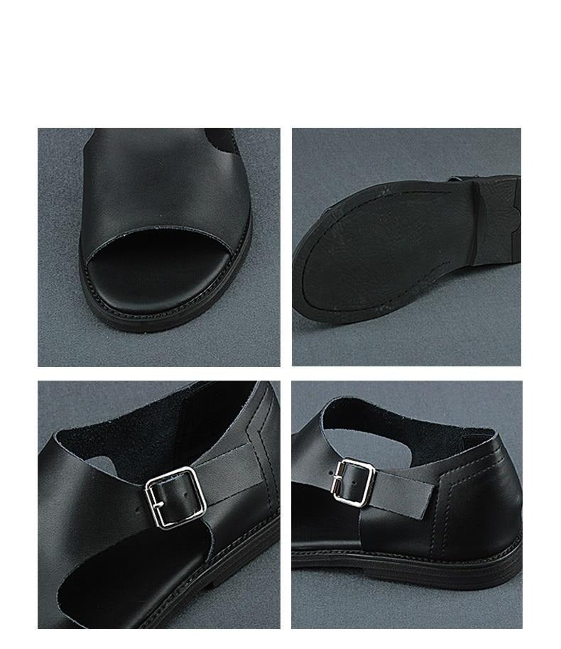 TriumphTrek™ -   Men's Genuine Leather Slip-On Sandals