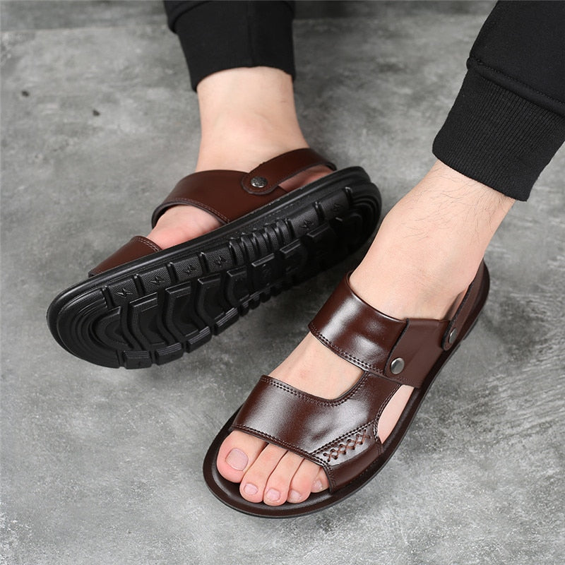 SunlitTrek™ - British Slip-On Leather Sandals