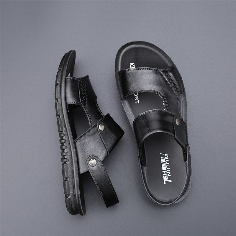 SunlitTrek™ - British Slip-On Leather Sandals