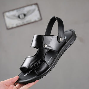 SunlitTrek™ - British Slip-On Leather Sandals