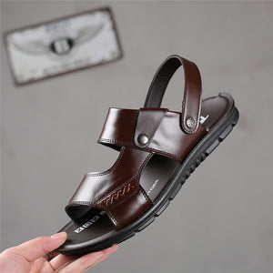 SunlitTrek™ - British Slip-On Leather Sandals