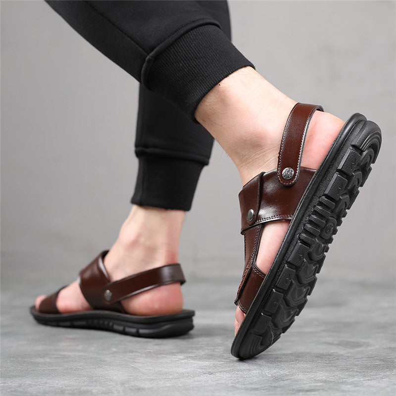 SunlitTrek™ - British Slip-On Leather Sandals