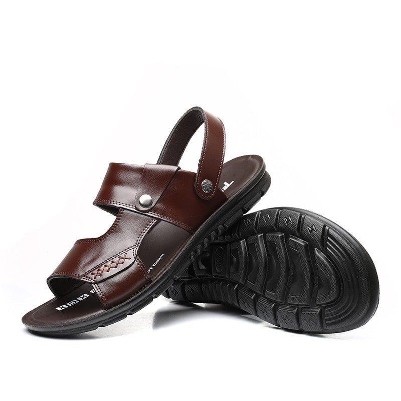 SunlitTrek™ - British Slip-On Leather Sandals