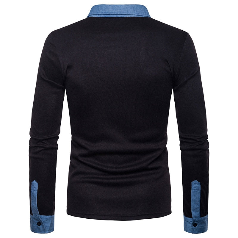 Men's Casual Long Sleeve Polo Shirt