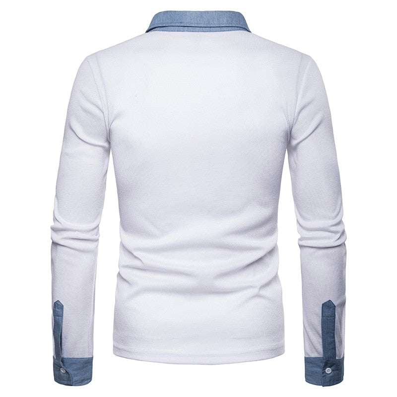 Men's Casual Long Sleeve Polo Shirt