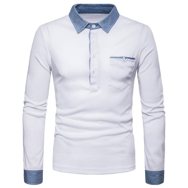 Men's Casual Long Sleeve Polo Shirt