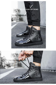 Men Plain Shiny Color Ankle Sneakers