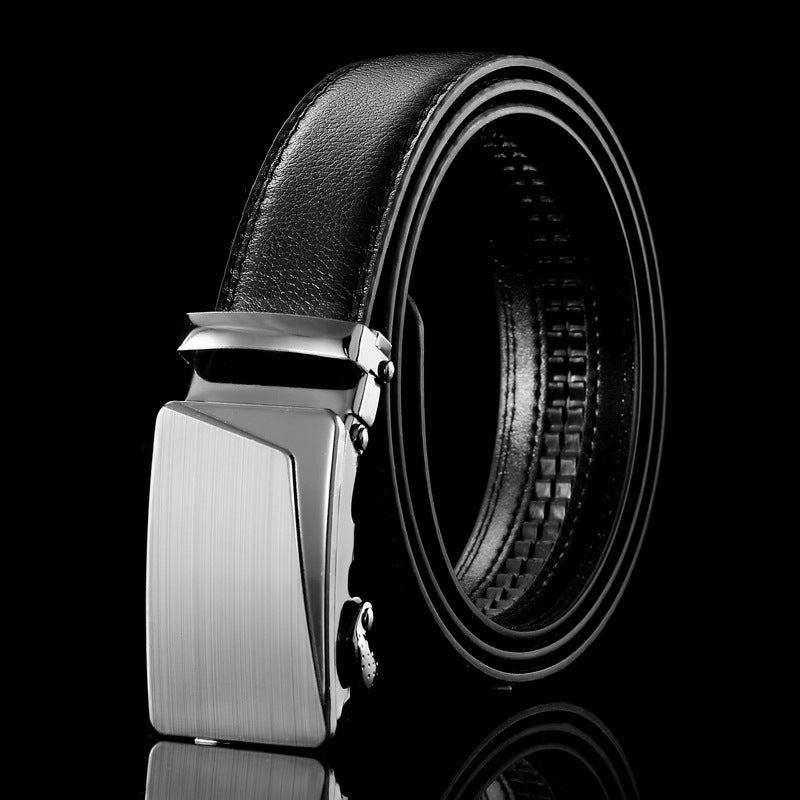 Mens Business Style Belt Black Pu Leather Strap  Automatic Buckle