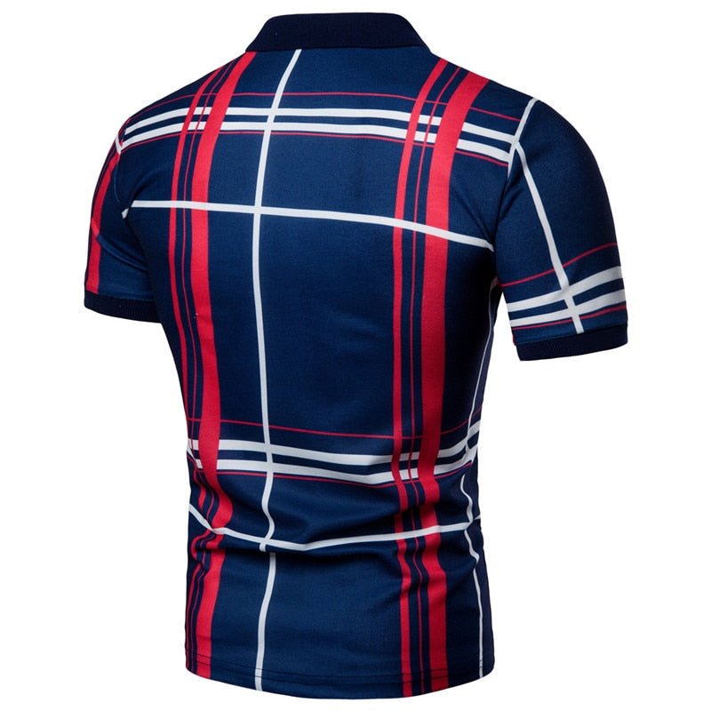 Camisa Masculina Men Plaid Polo Shirt